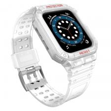 Husa si curea Armored Strap Band compatibila cu Apple Watch 4/5/6/7/8/SE 38/40/41mm White