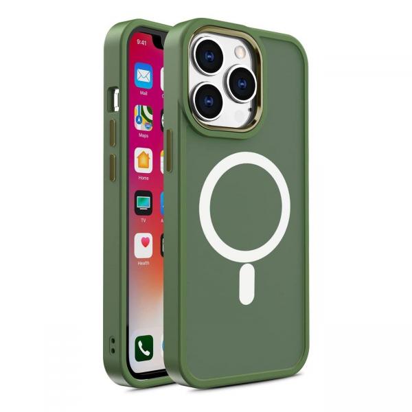 Carcasa Armored Magnetic MagSafe compatibila cu iPhone 14 Pro Green 1 - lerato.ro