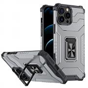 Carcasa Crystal Ring Tough Rugged cu Kickstand compatibila cu iPhone 13 Pro, Negru