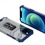 Carcasa Crystal Ring compatibila cu iPhone 13 Mini, Functie magnetica, Blue