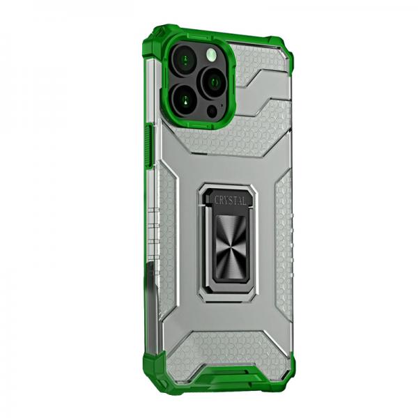 Carcasa Crystal Ring compatibila cu iPhone 13 Pro Max, Functie magnetica, Green 1 - lerato.ro