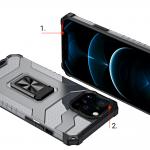 Carcasa Crystal Ring compatibila cu iPhone 13 Pro, Functie magnetica, Black