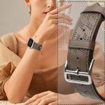 Curea piele Leather Strap compatibila cu Apple Watch 4/5/6/7/8/SE 38/40/41mm Maro inchis 3 - lerato.ro