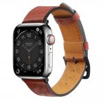 Curea piele Leather Strap compatibila cu Apple Watch 4/5/6/7/8/SE/Ultra 42/44/45/49mm Rosu 3 - lerato.ro