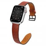 Curea piele Leather Strap compatibila cu Apple Watch 4/5/6/7/8/SE/Ultra 42/44/45/49mm Rosu 4 - lerato.ro
