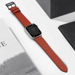 Curea piele Leather Strap compatibila cu Apple Watch 4/5/6/7/8/SE/Ultra 42/44/45/49mm Rosu 5 - lerato.ro