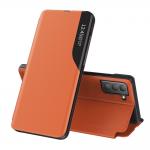 Husa Eco Leather View compatibila cu Samsung Galaxy S21 FE 5G Orange 3 - lerato.ro