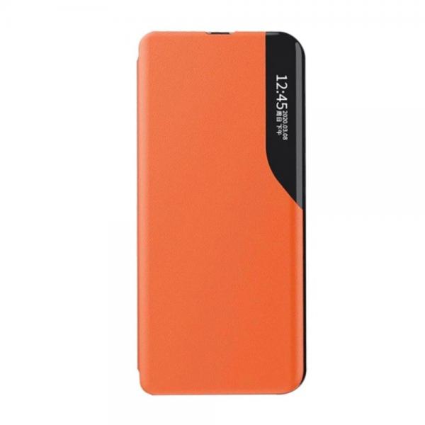 Husa Eco Leather View compatibila cu Samsung Galaxy S21 FE 5G Orange 1 - lerato.ro