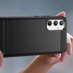 Carcasa Flexible Carbon compatibila cu Samsung Galaxy A04e Black 3 - lerato.ro