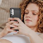 Carcasa Flexible Carbon compatibila cu Samsung Galaxy A34 5G Black 5 - lerato.ro