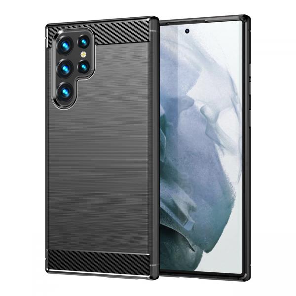 Carcasa Flexible Carbon compatibila cu Samsung Galaxy S22 Ultra Black 1 - lerato.ro