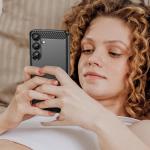 Carcasa Flexible Carbon compatibila cu Samsung Galaxy S25 Plus Black 3 - lerato.ro