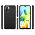 Carcasa Flexible Carbon compatibila cu Xiaomi Redmi A1 Black 3 - lerato.ro