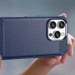 Carcasa Flexible Carbon compatibila cu iPhone 16 Pro Max Blue 4 - lerato.ro