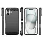 Carcasa Flexible Carbon compatibila cu iPhone 16 Black 8 - lerato.ro