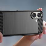 Carcasa Flexible Carbon compatibila cu iPhone 16 Black 4 - lerato.ro
