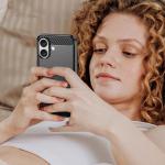 Carcasa Flexible Carbon compatibila cu iPhone 16 Black 9 - lerato.ro