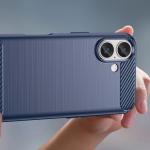 Carcasa Flexible Carbon compatibila cu iPhone 16 Blue 4 - lerato.ro