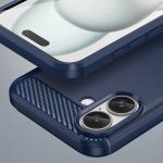 Carcasa Flexible Carbon compatibila cu iPhone 16 Blue 8 - lerato.ro