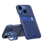 Carcasa Leather Wallet Stand compatibila cu iPhone 14 Plus Blue 2 - lerato.ro