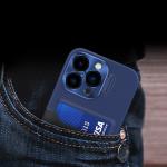 Carcasa Leather Wallet Stand compatibila cu iPhone 14 Plus Blue