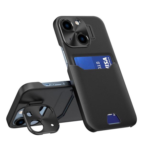 Carcasa Leather Wallet Stand compatibila cu iPhone 14 Plus Black 1 - lerato.ro