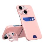 Carcasa Leather Wallet Stand compatibila cu iPhone 14 Plus Pink 2 - lerato.ro