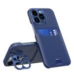 Carcasa Leather Wallet Stand compatibila cu iPhone 14 Pro Blue 2 - lerato.ro