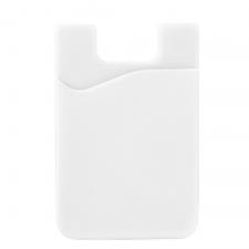Huse Telefoane, Portofel din silicon, Strat autoadeziv, Buzunat elestic pentru carduri, 8.7 × 5.7 × 0.5 cm, Alb, lerato.ro
