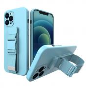 Carcasa Rope Case cu lanyard compatibila cu iPhone 12, Albastru