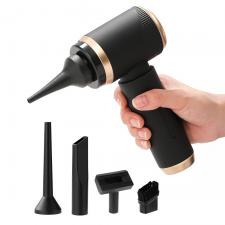 Aspirator auto KH-128, 5000Pa, 60W, 1500mAh, Recipient praf 0.2l, USB-C, Set accesorii inclus, Negru