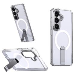 Carcasa Hybrid Armor X cu MagSafe si Stand compatibila cu Samsung Galaxy A57 5G, Transparent