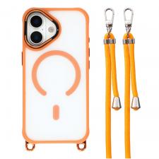 Carcasa cu MagSafe si Crossbody Lanyard compatibila cu iPhone 17, Portocaliu
