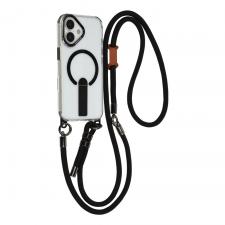 Carcasa cu MagSafe, Stand si Lanyard compatibila cu iPhone 17, Negru