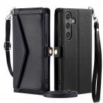 Carcasa din piele sintetica cu suport compatibila cu Samsung Galaxy A56 5G, Negru 2 - lerato.ro