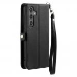Carcasa din piele sintetica cu suport compatibila cu Samsung Galaxy A56 5G, Negru 15 - lerato.ro