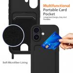 Carcasa cu Card Holder si Crossbody Lanyard compatibila cu iPhone 17, Negru 5 - lerato.ro