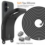 Carcasa cu Card Holder si Crossbody Lanyard compatibila cu iPhone 17, Negru 8 - lerato.ro