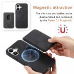 Carcasa din piele sintetica cu MagSafe si suport magnetic pentru carduri detasabil compatibila cu iPhone 17, Negru 9 - lerato.ro