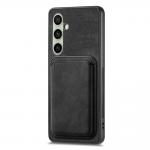 Carcasa din piele sintetica cu MagSafe si suport magnetic pentru carduri detasabil compatibila cu Samsung Galaxy A56 5G, Negru 2 - lerato.ro