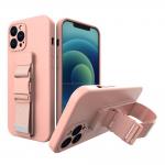 Carcasa Rope Case cu Lanyard Stand compatibila cu Samsung Galaxy S22 Plus, Roz 2 - lerato.ro