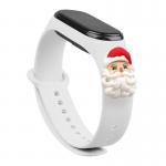 Curea Xmas Santa Claus compatibila cu Xiaomi Mi Band 3/4, Alb 2 - lerato.ro
