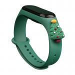 Curea Xmas Christmas Tree compatibila cu Xiaomi Mi Band 3/4, Dark Green 2 - lerato.ro
