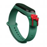 Curea Xmas Gift compatibila cu Xiaomi Mi Band 3/4, Dark Green 2 - lerato.ro