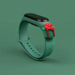 Curea Xmas Gift compatibila cu Xiaomi Mi Band 3/4, Dark Green 3 - lerato.ro