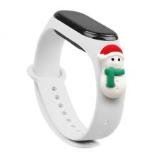 Accesorii Xiaomi Mi Band 3/4, Curea Xmas Snowman compatibila cu Xiaomi Mi Band 3/4, Alb, lerato.ro
