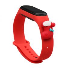 Accesorii Xiaomi Mi Band 3/4, Curea Xmas Christmas Sock compatibila cu Xiaomi Mi Band 3/4, Rosu, lerato.ro