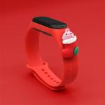 Curea Xmas Sock compatibila cu Xiaomi Mi Band 3/4, Rosu 3 - lerato.ro