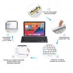 Suport cu tastatura Omoton KB088 compatibil cu iPadOS si iOS, accepta Smartphone-uri si tablete cu diagonala de 4-11 inch, Silver