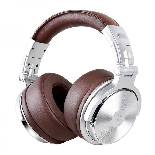 Casti DJ OneOdio Pro30, Cablu audio 6.35 la 3.5 mm inclus, Argintiu/Maro